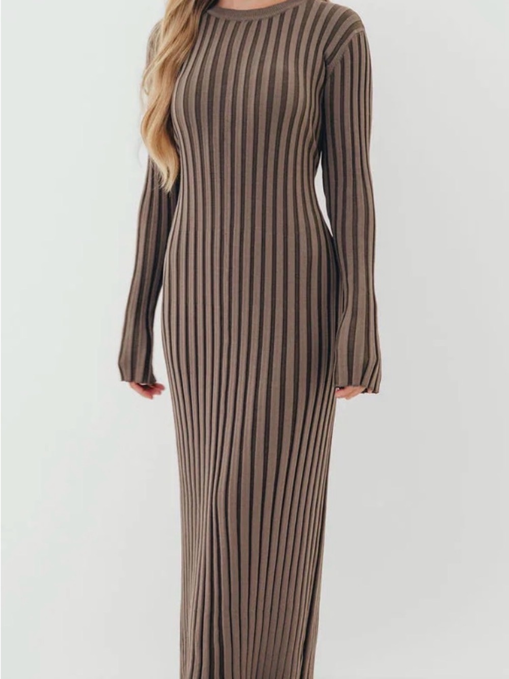 Worth Collective Long Sleeve Ribbed Knit Maxi Dress